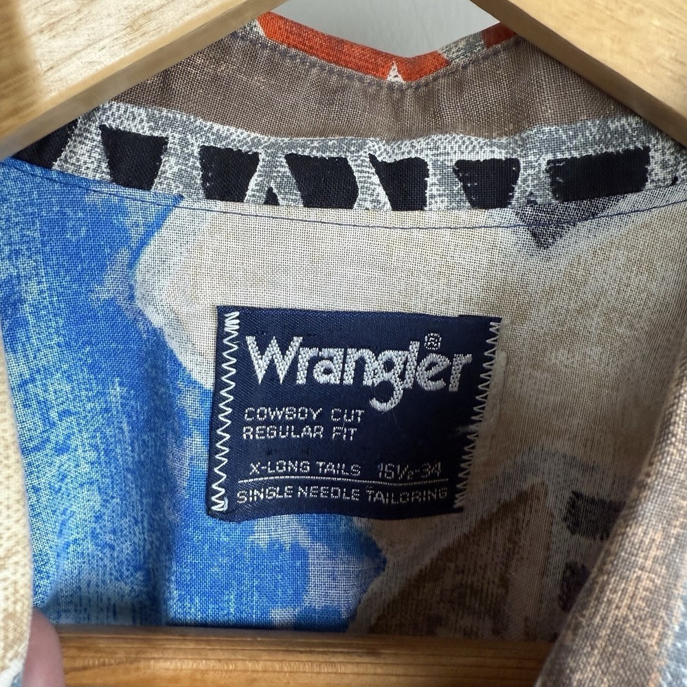 Vintage 90s Wrangler Abstract Western Aztec Longsleeve Button Shirt 16.5x34 , L - Picture 3 of 5
